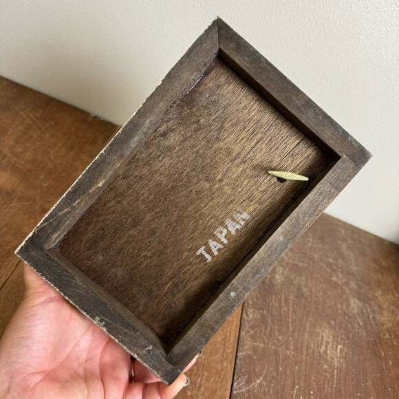 Vintage JAPAN Intricate Wood inlay pattern Jewelry Music Box Velvet lined - Picture 4 of 11